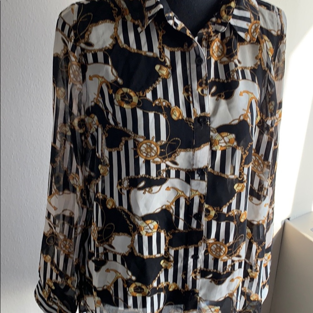 Forever XXI  Sheer Chain Link Blouse Size L - Picture 9 of 9